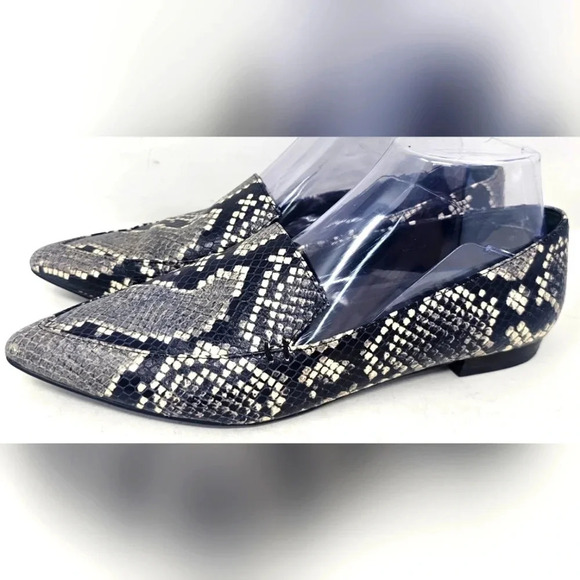Marc Fisher ZURRI2 Point Toe Leather Snakeskin Print Loafers Size 8.5M - Picture 1 of 16